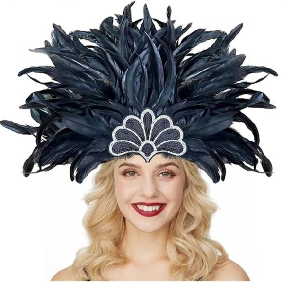 Carnival Headpieces for Women Feather Caribbean Headdress Mardi Gras main image 5